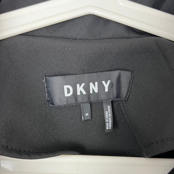 DKNY Black Hooded Belted Coat Women’s Medium Softshell Trench Jacket - Picture 5 of 8